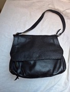 Czarna skórzana torebka na ramię, vintage