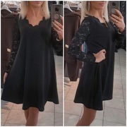 Piękna czarna sukienka koronka r 40