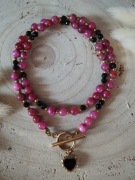 Naszyjnik Moulin Rouge 45 cm turmalin różowy oraz agat