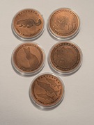 Kamczatka. Zestaw 5 sztuk. Miedź fi 32 mm. 2014 Gyges