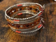 Wielowarstwowa bransoletka z koralików i metalu boho PRL