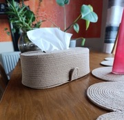 Chustecznik Pojemnik Pudełko na Chusteczki ze Sznurka Rękodzieło 