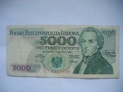 POLSKA Banknot 5000 zł 1988 r. Fryderyk Chopin seria DT