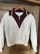 Bluza ZARA kremowa z bordowym dekoltem