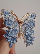 Broszka w stylu vintage niebiesko-biały motyl