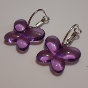Vintage Kolczyki motyle fioletowe przejzroczysty 