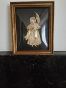 Drewniana ramka  z trójwymiarową grafiką, vintage 3D
