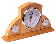 ZEGAR BUDZIK TERMOMETR HIGROMETR DREWNIANY