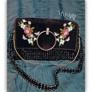 Torebka z koralików -kopertowa handmade z haftem i koralikami MM-ART