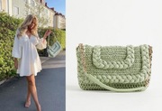 H&M torebka baguette NOWA koszyk słomkowa miętowa chanelka