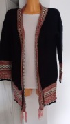 SHEIN SWETER KARDIGAN NARZUTKA BOHO ORIENTALNY  CZARNY KOLOROWY XS  S M
