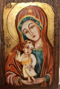 Ikona Matki Boskiej pisana temperą na żółtku 