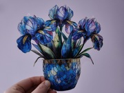 Witraż witrażyk dekoracja okienna kwiaty irysy bukiet