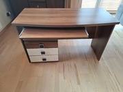 Biurko 2 szt., ciemny orzech + szafka z szufladami, jasne wykończenie