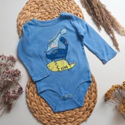 Body niebieskie w dinozaury długi rękaw z dinozaurami 80 dino bawełniane ba