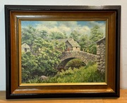 Ładny obraz ręcznie malowany drewniana rama 53x44 cm