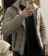 Kurtka Zara z kapturem zimowa jesienna wiatrówka męska zamszowa pikowana 