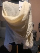 ZARA sweter ponczo poncho wdzianko narzutka wełną i alpaką oversize
