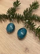 Niebieskie Kolczyki Wiszące Handmade Vintage PRL