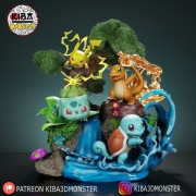 Figurka druk 3D żywica 12K " Pokemons Iniciales Diroama - F1246 " - 150 mm