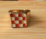 pierścionek szachownica, 17 mm, nowy