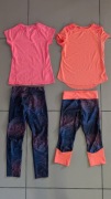 Strój sportowy dziewczęcy getry i koszulka r. 134-140, 2 komplety