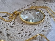 Lupa jubilerska na łańcuszku - złota, lupa do czytania / biżuteria vintage