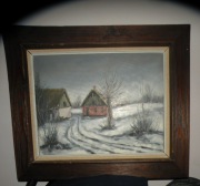 Obraz olejny rama drewno, stary. Stan dobry