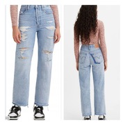 Spodnie damskie jeansowe z rozdarciami Ribcage Straight Ankle Levi's 24/27