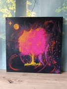 Obraz na płótnie, bajkowe drzewo, różowe drzewo wróżek, drzewko szczęścia