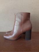 Brązowe botki damskie na słupkowym obcasie - rozmiar 39 - H&M