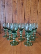 kieliszki REMER * zielone szkło * 9szt