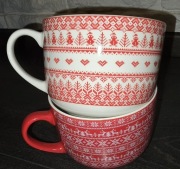 Komplet 2szt dużych, świątecznych filiżanek 