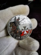 Srebrna moneta Husaria III BU kolor 1oz  Husaria 3 kolorowa 1 Grosz Polski