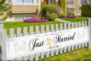 Baner dekoracyjny „Just Married” nowy 300x50cm