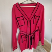 Długi kardigan damski czarna lamówka Maelle r. 36/38 100% wiskoza