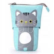 piórnik wyciągany płótno piórnik szary kot Piórnik Organizer Kot