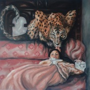 OBRAZ OLEJNY "Angielska sypialnia" 80/80 cm