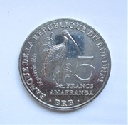 5 Franków 2014 r. Burundi  ptaki Dławigad afrykański