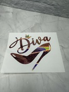 Naklejka winylowa różowa brokatowa diva wodoodporna