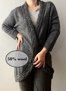 Sweter kardigan 50% wełna grafitowy włoski warkoczowy Bruuns Bazaar 38 M