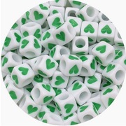 6mm koraliki akrylowe z sercem zielone 300szt.
