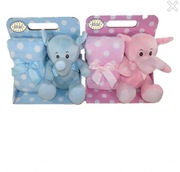 Maskotka Słonik 2 kolory słoń grzechotka + kocyk