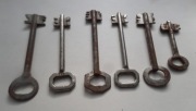 6 starych kluczy szkieletowych- pałacowe do zamków i skrzyń- z zapadkami