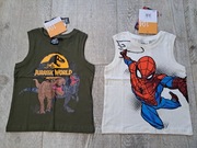 Koszulka bez rękawów chłopięca 2szt. Spider-Man, Jurassik World - rozm 104
