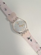 Piękny dziewczęcy zegarek swatch lady kolibry cyrkonie 