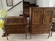Komoda i sekretarzyk dębowe. 