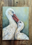BOCIANY- AKRYL NA PŁYCIE MALARSKIEJ