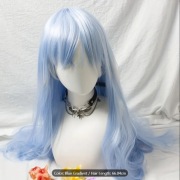 Peruka Damska Ombre Niebiesko-Biała z Grzywką