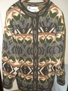 Gruby sweter kardigan wełna oryginalny wzór Scotland 